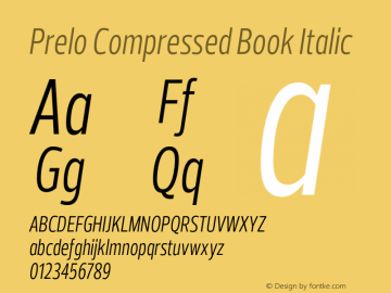 Prelo Compressed Book Italic Version 1.001 | FøM Fix图片样张