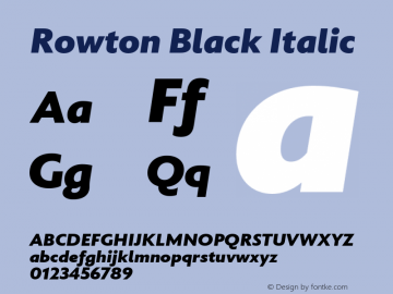 Rowton Black Italic Version 1.0图片样张