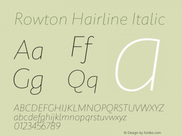 Rowton Hairline Italic Version 1.0图片样张