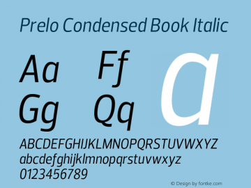 Prelo Condensed Book Italic Version 1.001;PS 001.001;hotconv 1.0.70;makeotf.lib2.5.58329图片样张