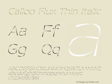 Calleo Flux Thin Italic Version 1.0图片样张