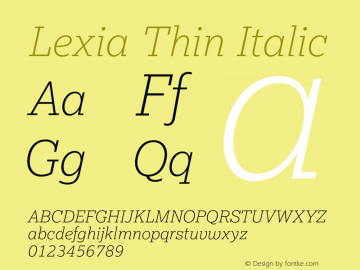 Lexia Thin Italic Version 3.005图片样张