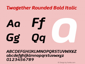 Twogether Rounded Bold Italic Version 1.000图片样张