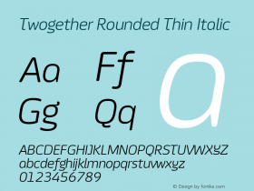 Twogether Rounded Thin Italic Version 1.000图片样张