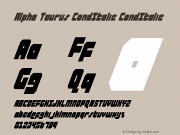 Alpha Taurus CondItalic CondItalic 001.000 Font Sample