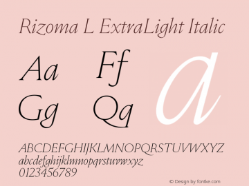 Rizoma L ExtraLight Italic Version 1.001图片样张