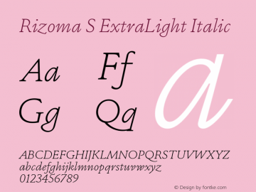 Rizoma S ExtraLight Italic Version 1.001图片样张