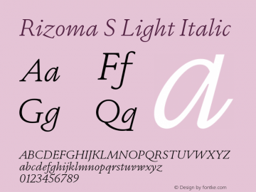 Rizoma S Light Italic Version 1.001图片样张