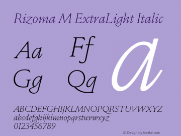 Rizoma M ExtraLight Italic Version 1.001图片样张