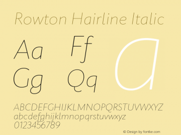 Rowton Hairline Italic Version 1.0图片样张