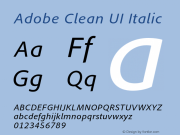 AdobeCleanUI-Italic Version 1.011;PS 1.000;hotconv 1.0.56;makeotf.lib2.0.21637图片样张
