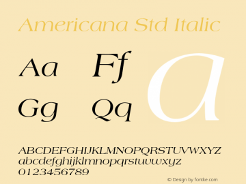 AmericanaStd-Italic Version 2.101;PS 005.000;hotconv 1.0.67;makeotf.lib2.5.33168图片样张