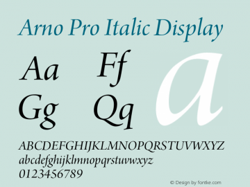 ArnoPro-ItalicDisplay Version 1.084;PS 1.005;hotconv 1.0.67;makeotf.lib2.5.33168图片样张