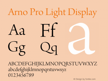 ArnoPro-LightDisplay Version 1.084;PS 1.005;hotconv 1.0.67;makeotf.lib2.5.33168图片样张