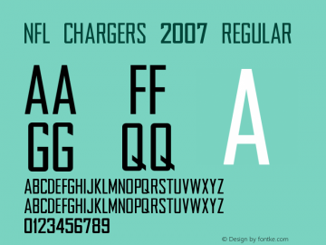 NFL Chargers 2007 Regular Macromedia Fontographer 4.1 3/17/2007 Font Sample
