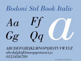 BodoniStd-BookItalic Version 2.071;PS 005.000;hotconv 1.0.67;makeotf.lib2.5.33168图片样张