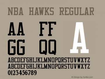 NBA Hawks Regular Macromedia Fontographer 4.1 3/18/2007 Font Sample