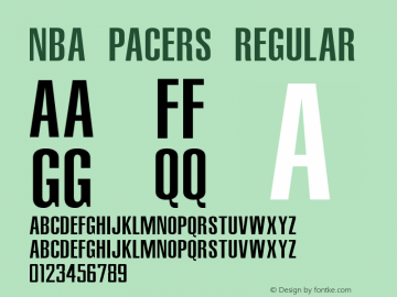 NBA Pacers Regular Macromedia Fontographer 4.1 3/18/2007 Font Sample