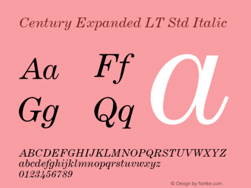 CenturyExpandedLTStd-Italic Version 2.091;PS 005.000;hotconv 1.0.67;makeotf.lib2.5.33168图片样张