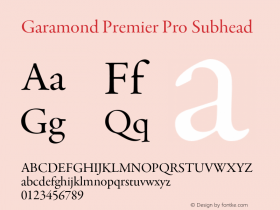 GaramondPremrPro-Subh Version 2.061;PS 2.000;hotconv 1.0.67;makeotf.lib2.5.33168图片样张