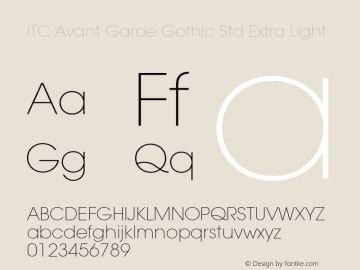 ITCAvantGardeStd-XLt Version 2.083;PS 005.000;hotconv 1.0.67;makeotf.lib2.5.33168图片样张