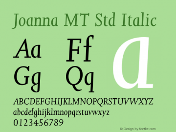JoannaMTStd-Italic Version 2.081;PS 005.000;hotconv 1.0.67;makeotf.lib2.5.33168图片样张