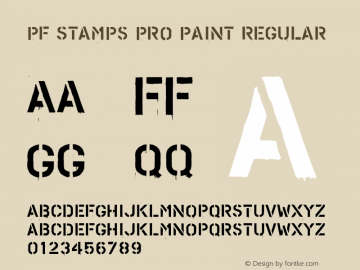 PF Stamps Pro Paint Regular Version 2.000 2006 initial release Font Sample