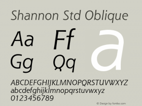 ShannonStd-Oblique Version 2.081;PS 005.000;hotconv 1.0.67;makeotf.lib2.5.33168图片样张