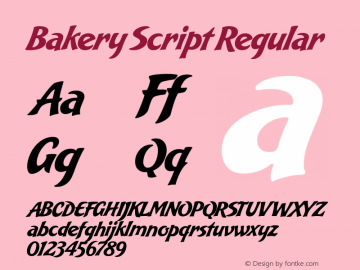 Bakery Script Font Bakeryscript Font Bakery Script 1 00 2006 Font