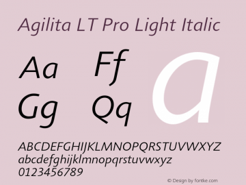 AgilitaLTPro-LightItalic Version 1.01图片样张