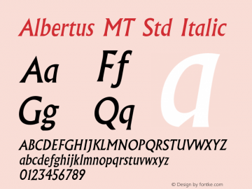 AlbertusMTStd-Italic Version 2.000 Build 1000图片样张