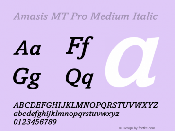 Amasis MT Pro Medium Italic Version 1.00 Build 1000图片样张