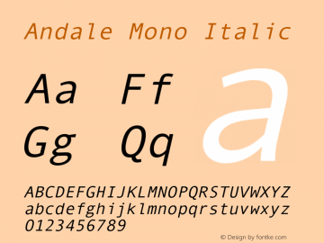 Andale Mono Italic Version 2.01图片样张