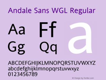Andale Sans WGL Version 3.01图片样张