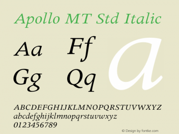 ApolloMTStd-Italic Version 2.000 Build 1000图片样张