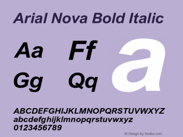 Arial Nova Bold Italic Version 1.12图片样张