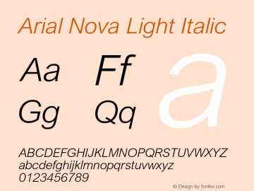 Arial Nova Light Italic Version 1.12图片样张