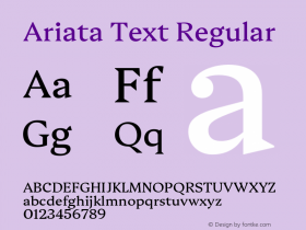 Ariata Text Regular Version 1.00, build 12, s3图片样张