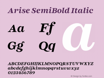 Arise SemiBold Italic Version 1.100;FEAKit 1.0图片样张