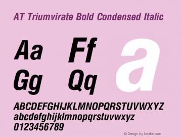 ATTriumvirate-BoldCdItalic Version 1.000 Build 1000图片样张