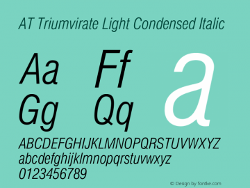 ATTriumvirate-LightCdItalic Version 1.000 Build 1000图片样张