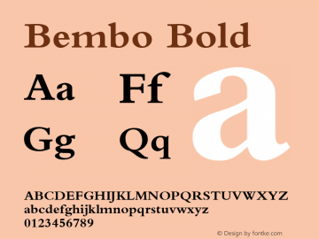 Bembo Bold Version 2.0 - June 27, 1995图片样张