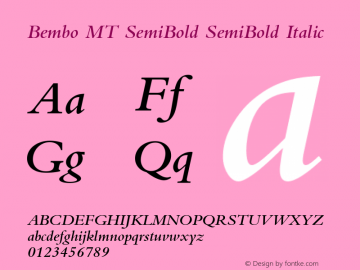 Bembo MT SemiBold Italic Version 1.00 - May 2001图片样张