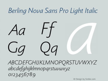 BerlingNovaSansProLight-Italic Version 1.000图片样张