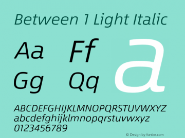 Between 1 Light Italic Version 1.00图片样张