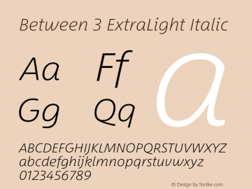 Between 3 ExtraLight Italic Version 1.00图片样张