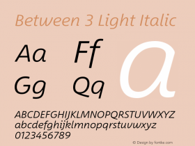 Between 3 Light Italic Version 1.00图片样张