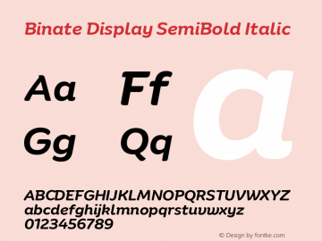 Binate Display SemiBold Italic Version 1.00图片样张