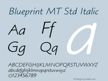 BlueprintMTStd-Italic Version 2.000 Build 1000图片样张