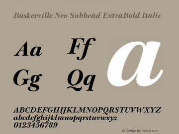 Baskerville Neo Subhead ExtraBold Italic Version 1.000 | FøM Fix图片样张